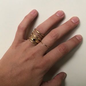 Madewell gold ring with black stone